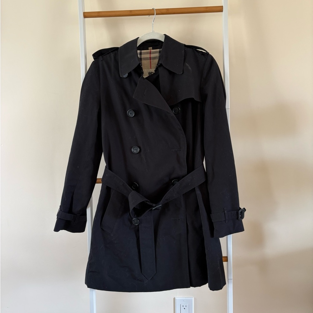 Burberry Black Double-Breasted Trench Coat, with Removable Belt